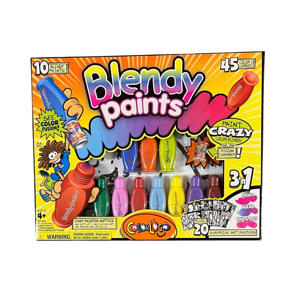 Blendy Paints 10 Bottle Art Kit with 20 Posters Color Loco 4200021 NEW